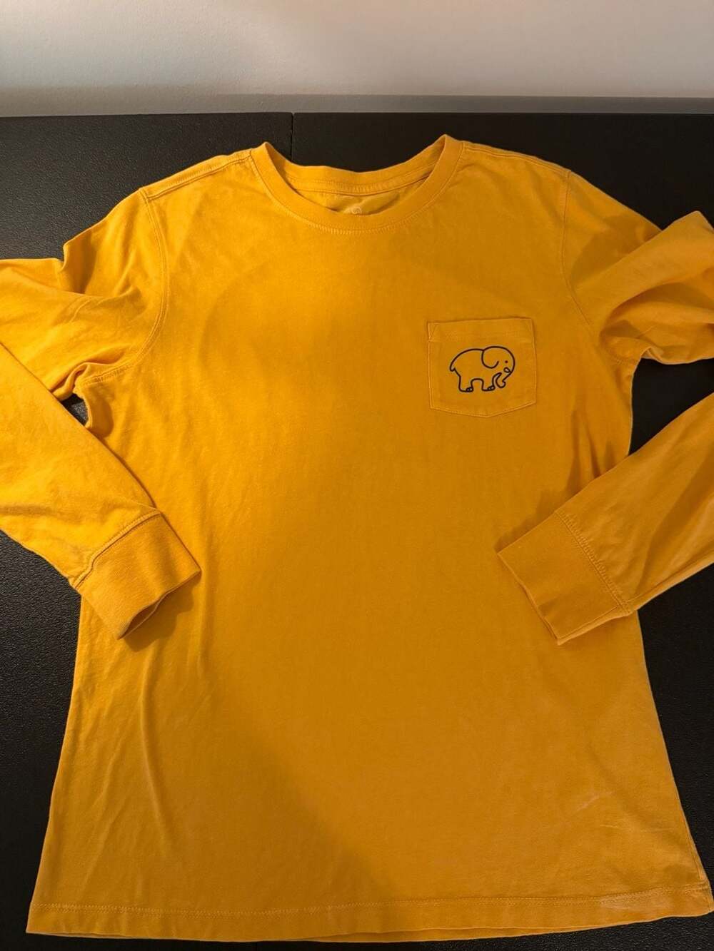 Ivory Ella Long Sleeve Elephant Logo Pocket T-Shirt Gold Yellow -S - Picture 5 of 6